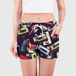 Шорты женские Кассета 90-е, цвет: 3D-принт — фото 2