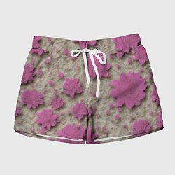 Женские шорты Розовые цветы объемные