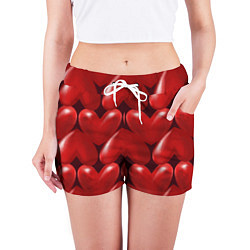 Шорты женские Red hearts, цвет: 3D-принт — фото 2