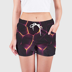 Шорты женские Пурпурные неоновые плиты, цвет: 3D-принт — фото 2