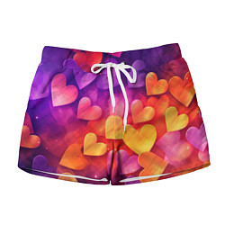 Женские шорты Разноцветные сердечки