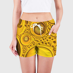 Шорты женские Желтая объемная текстура, цвет: 3D-принт — фото 2