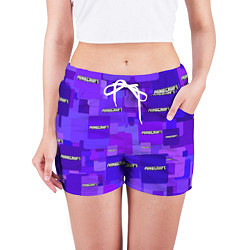 Шорты женские Minecraft pattern logo, цвет: 3D-принт — фото 2