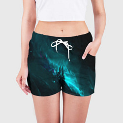 Шорты женские Голубое свечение в космосе, цвет: 3D-принт — фото 2