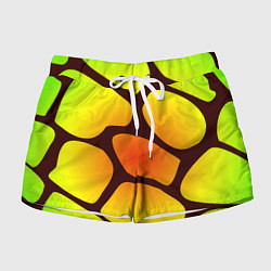 Шорты женские Коричневая сеть с цветными пятнами, цвет: 3D-принт