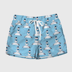 Женские шорты Снеговик на сугробе