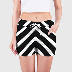 Шорты женские Черно-белые полoсы, цвет: 3D-принт — фото 2
