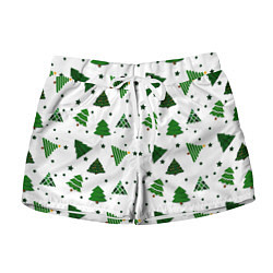 Женские шорты Узор с зелеными елочками