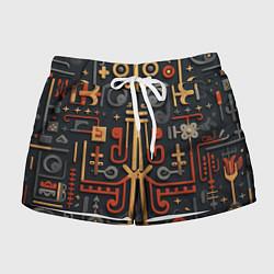 Женские шорты Абстрактный паттерн в славянском стиле на тёмном ф