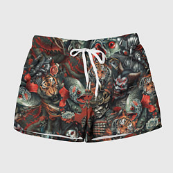 Шорты женские Татуировка ирезуми в японском стиле, цвет: 3D-принт