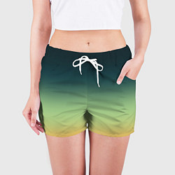 Шорты женские Темно-зеленый и желтый градиент, цвет: 3D-принт — фото 2
