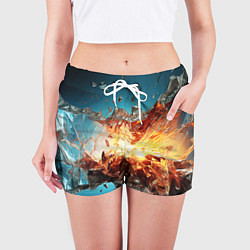 Шорты женские Взрыв плиты, цвет: 3D-принт — фото 2