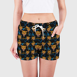 Шорты женские Золотая цепь с леопардами, цвет: 3D-принт — фото 2