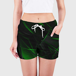Шорты женские Зелёные узоры текстура, цвет: 3D-принт — фото 2