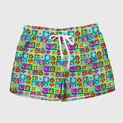 Женские шорты Сердца и квадраты абстракция