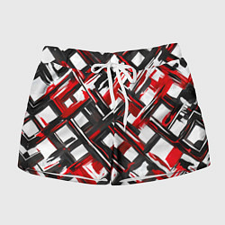 Шорты женские Красные и чёрные мазки, цвет: 3D-принт