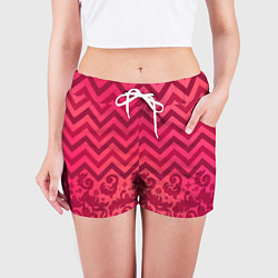 Шорты женские Зигзаги и листья в стиле рококо, цвет: 3D-принт — фото 2