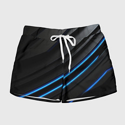 Женские шорты Синие неоновые линии на черном