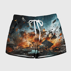 Шорты женские Взрыв плит абстракция, цвет: 3D-принт
