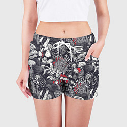 Шорты женские Разные грибы, цвет: 3D-принт — фото 2