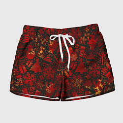 Шорты женские Ёлочные игрушки и ёлки, цвет: 3D-принт