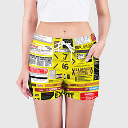 Шорты женские Предупреждающие знаки, цвет: 3D-принт — фото 2