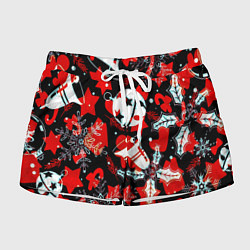 Шорты женские Рождественские паттерны орнамент, цвет: 3D-принт