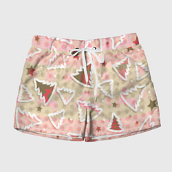 Шорты женские Розовые узоры ёлки, цвет: 3D-принт