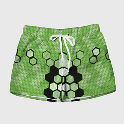 Женские шорты Зелёная кибер броня hexagons