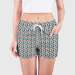 Шорты женские Цветочный паттерн молочный, цвет: 3D-принт — фото 2