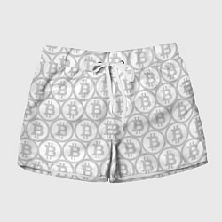 Женские шорты Биткоин патерн на белом фоне