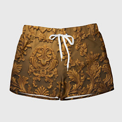 Шорты женские Темная лепнина золото, цвет: 3D-принт