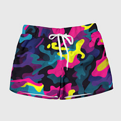 Женские шорты Кислотная яркая абстракция в камуфляжном стиле
