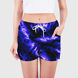 Шорты женские Абстракция чёрно-синий шёлк, цвет: 3D-принт — фото 2