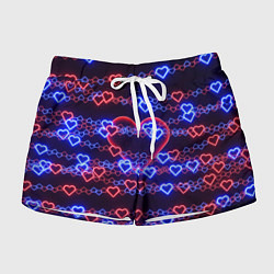 Шорты женские Оковы-сердца, красная половинка, цвет: 3D-принт
