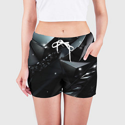 Шорты женские Black luxury abstract, цвет: 3D-принт — фото 2