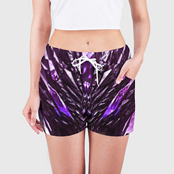 Шорты женские Фиолетовые кристаллы и камень, цвет: 3D-принт — фото 2