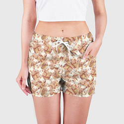 Шорты женские Деньги - купюры в 5 тысяч рублей, цвет: 3D-принт — фото 2