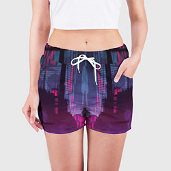 Шорты женские Кибер город, цвет: 3D-принт — фото 2