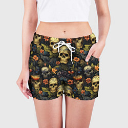 Шорты женские Осень и черепа, цвет: 3D-принт — фото 2