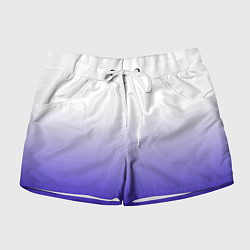 Шорты женские Градиент белый ультрамарин, цвет: 3D-принт