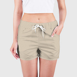 Шорты женские Тёмно-бежевый однотонный в мелкий рисунок ромбы, цвет: 3D-принт — фото 2