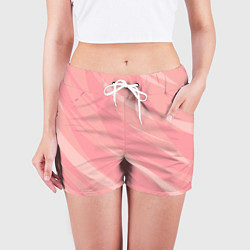 Шорты женские Розово-персиковый полосатый, цвет: 3D-принт — фото 2