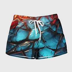 Шорты женские Синие объемные плиты, цвет: 3D-принт