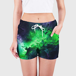 Шорты женские Круглый зеленый мистический фон, цвет: 3D-принт — фото 2