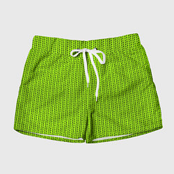 Шорты женские Ярко-зелёный в маленькие чёрные полоски, цвет: 3D-принт
