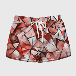 Женские шорты Чёрно-красная абстракция и чёрные полосы