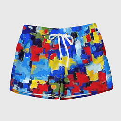 Шорты женские Смелые мазки яркой краски - нейросеть, цвет: 3D-принт