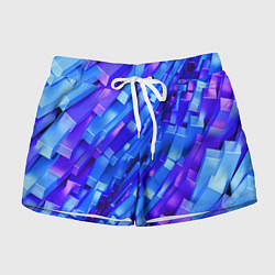 Шорты женские Сине-фиолетовые наклонные блоки, цвет: 3D-принт