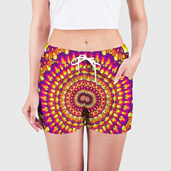Шорты женские Мандала пурпурного пламени, цвет: 3D-принт — фото 2